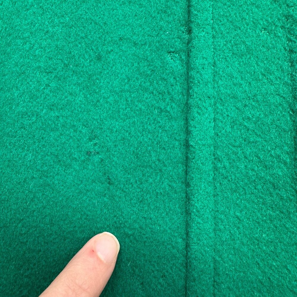 Vintage Womens Green Wool Coat Size 8 1980s Leather Accents Winter Zip Buttons - Picture 8 of 9